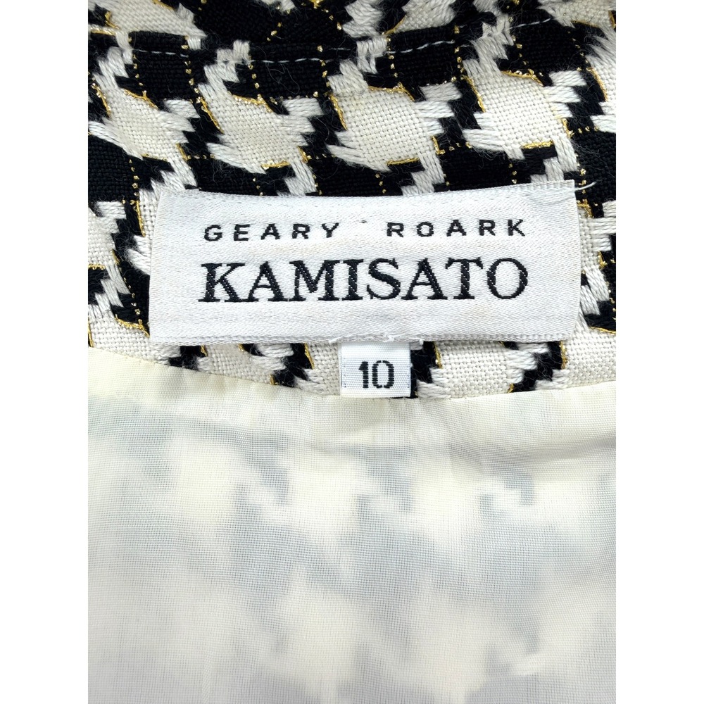 Vtg Geary Roark Kamisato Houndstooth Dress Coat Jacket Metallic Gold Button 10 - Picture 7 of 7